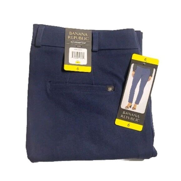Banana Republic Women's Sz 6 Slim Straight Slacks Pants Navy Blue 30” Inseam NWT - Picture 4 of 4